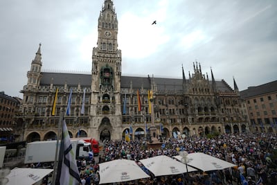 Marienplatz square is full hours before the game. AP