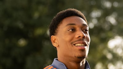 Anthony Martial of Manchester United in action during the training session.