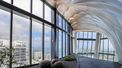 The rooftop has an event space and a double-height swimming pool.