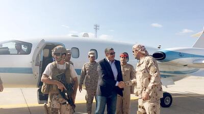 Yemeni Vice-President and Prime Minister, Khalid Bahah, arrives back in Aden on Tuesday 26, January. (Wam)