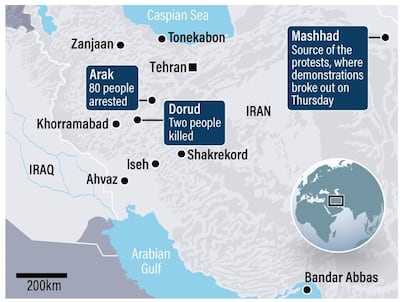 Where riots in Iran have taken place