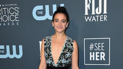 Jenny Slate, wearing Mulberry, arrives at the 25th annual Critics' Choice Awards on Sunday, January 12, 2020. AP