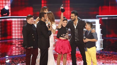 Lynn El Hayek's winning moment at the finals of The Voice Kids Ahla Sawt. Courtesy MBC