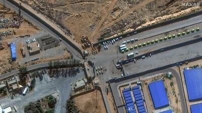 A satellite image shows the Rafah border crossing between Gaza and Egypt. Reuters