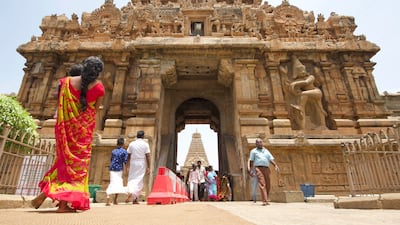 India's Brihadisvara Temple has a grand entrance that is adorned with life-size sculptures. All photos: Taniya Dutta / The National
