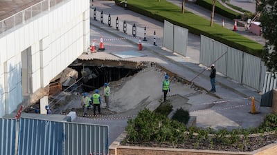 Dorra Bay Tower in Dubai Marina on the JBR side where a car park roof collapsed on Wednesday night. Antonie Robertson / The National