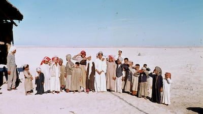 A group of Abu Dhabi boys in December 1957. The sole school at the time taught only the Quran while the first formal school would not open for another two years.
