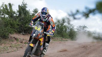 Marc Coma, of Red Bull KTM, in action during the 12th stage of Rally Dakar 2015 running between Rio Hondo and Rosario in Argentina on 16 January 2015. Matias Werd/EPA