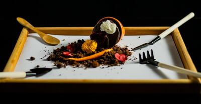 The dessert plate looks like a gardening experiment. Courtesy Edelman