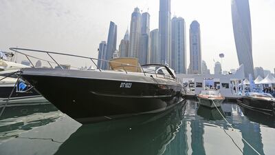 A yacht on display at the Dubai International Boat Show. Sarah Dea / The National