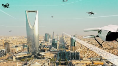 A rendering of drones over Riyadh. Wa’ed Ventures’ investment comes on top of the $83 million already raised by Terra Drone.
