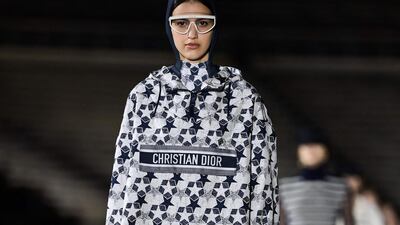 A model walks the runway during the Dior Cruise show 2022 at Panathenaic Stadium on June 17, 2021 in Athens, Greece. AFP