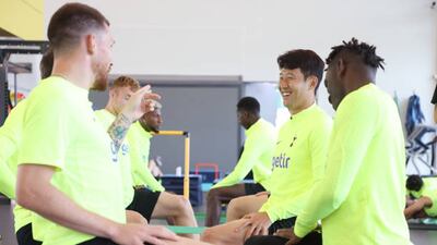 Son Heung-min Son chats with teammates. Getty Images