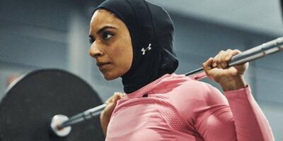 Saman Munir stars in the campaign for Under Armour's first sports hijab. Courtesy Under Armour