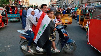 Protesters in Tahrir Square, Baghdad, during the anti-government protests. AP