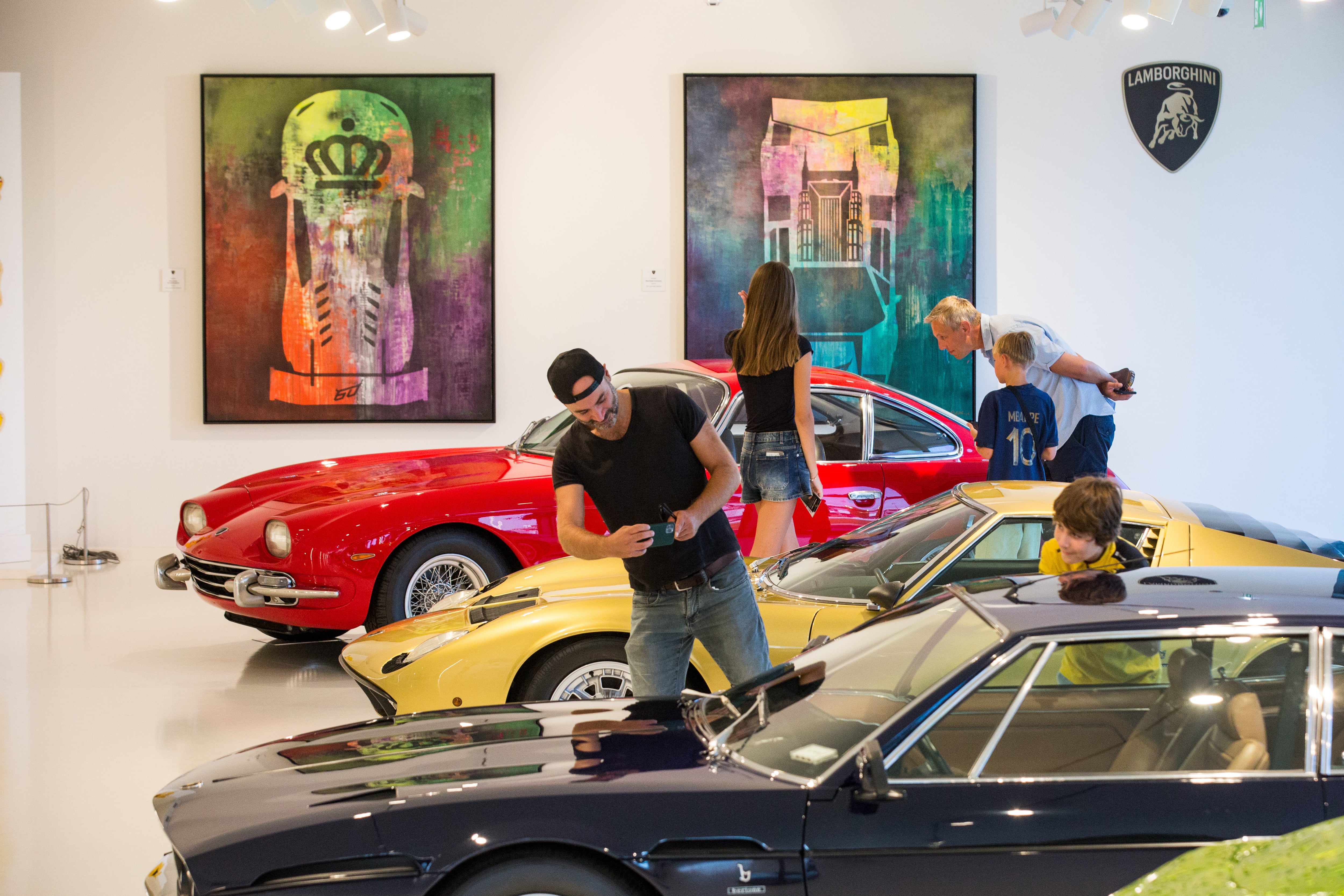 Visitors inside the Museo Automobili Lamborghini. Getty Images