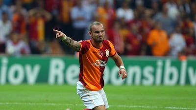 Wesley Sneijder playing to the left of midfield is not right position for the No 10, some say. Burak Kara / Getty Images