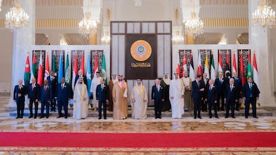 Leaders attend the Arab League summit in Manama. Bahrain News Agency