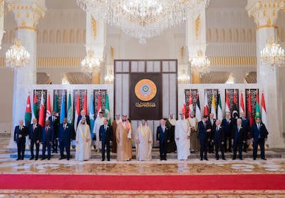 Leaders attend the Arab League Summit in Manama. Bahrain News Agency