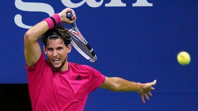 Dominic Thiem returns to Alex de Minaur during the US Open quarter-finals. AP Photo