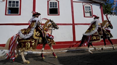 Moorish knights ride take part in the Cavalhadas festival in Pirenopolis, Brazil. AP