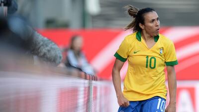 Marta, a five-time Fifa Women’s Player of the Year, hopes to replicate her success at club level with Brazil. Christof Stache / AFP