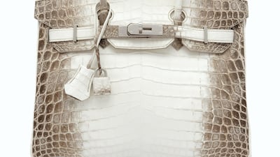 A rare, Matte white Himalaya Niloticus crocodile Birkin 30 with Palladium hardware. Estimate: £60,000-80,000. Courtesy Christie's.