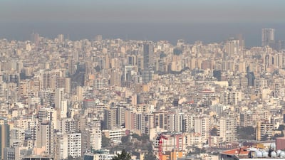 The skyline of Beirut, the capital of Lebanon, covered by a thick layer of toxic nitogen oxide pollutants in 2016. Getty Images