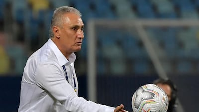 Brazil's coach Tite on the sidelines. AFP