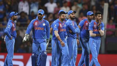 India look on during the ICC World Twenty20 India 2016 Semi Final match between West Indies and India at Wankhede Stadium on March 31, 2016 in Mumbai, India. (Photo by Ryan Pierse/Getty Images)