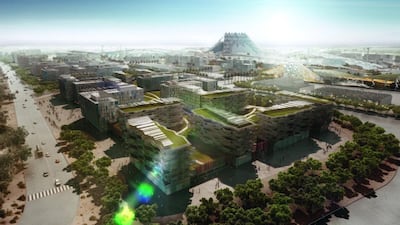 An artist’s impression looking across the Expo site towards Al Wasl Plaza. Officials reiterated a commitment to produce 50 per cent of the Expo’s energy requirements on site. Courtesy Dubai Expo 2020