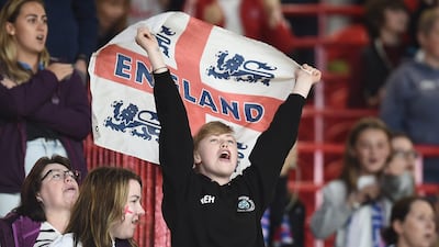 An England fan supports the team from the stands during the match against Austria. EPA