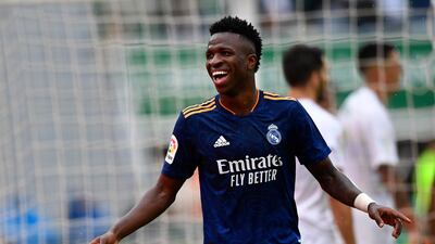 Vinicius Junior celebrates after scoring Real's second. AP
