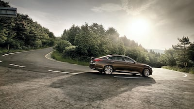 Taking a corner at speed.