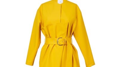 Dazzle at the Amber Lounge in a belted coat by Kristina Fidelskaya. Smart enough to be chic by day, practical enough to be fun by night. Wear with flats and really let your hair down