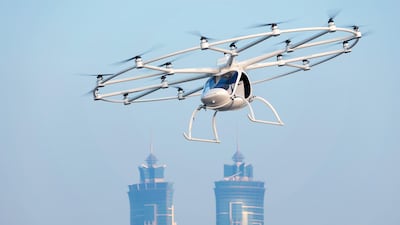 A prototype of Volocopter’s 2X being showcased in Dubai. German car manufacturer Daimler has invested in the company, which executed its first prototype in 2011. Nikolay Kazakov, Karlsruhe