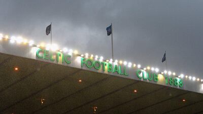 Rain falls inside the Celtic Park stadium before the Champions League Group C match between Celtic and Manchester City. Mark Runnacles / Getty Images