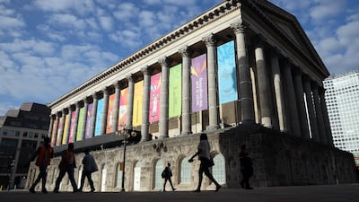 Commonwealth Games branding adorns the Birmingham Museum & Art Gallery, as the city prepares to host the games. Getty Images