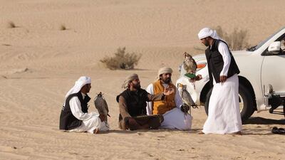 Falconers from Qatar and Saudi Arabia met their UAE counterparts for a cultural exchange programme at Al Marzoum reserve. Wam