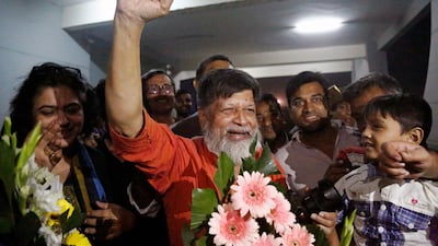 Renowned Bangladeshi photographer Shahidul Alam walks out of jail in Dhaka, Bangladesh EPA