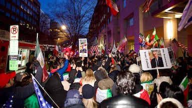 Iranian protesters gather during a demonstration organised last week by diaspora groups in Washington DC calling for political change in Iran. AFP