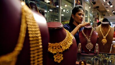 A jewellery showroom in Mumbai. Gold prices have surged as peak season in India nears. Reuters