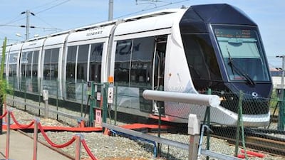 The test run of Al Sufouh Tram conducted on a 700 km-long track in the facilities of Alstom Company in France. Photo courtesy of RTA