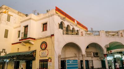 The Esperance headquarters in Bab Souika where supporters usually gather on the terrace. However, the weekend caretaker had come down with Covid and could not open the doors, according to the owner of the cafe below. Erin Clare Brown / The National
