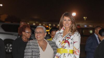 Melania Trump meets Kenyan first lady Margaret Kenyatta. Presidential Press Service / Handout via Reuters