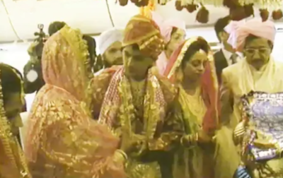 Dilip Popley's wedding day in the sky in 1994. Reuters