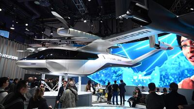 Hyundai's S-A1 electric Urban Air Mobility Concept hangs out at CES. AFP