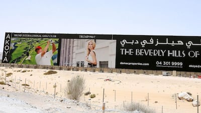 An advertisement of Akoya by DAMAC near Arabian Ranches in Dubai. Pawan Singh / The National