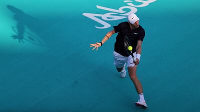 Denis Shapovalov in action during his quarter final match against Taylor Fritz. Reuters