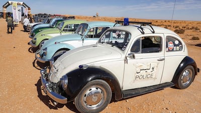 Some of the vehicles taking part in the Hamada al-Hamra rally. The event attracted participants from across Libya and a team from Tunisia.